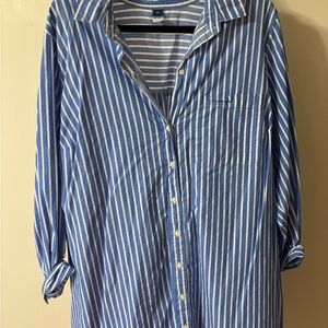 Old Navy Blue and White Striped Casual Shirt
